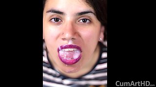 Photo Slideshow #2 - Violet Lips - CFNM Cum Dripping and Cum on Clothes!