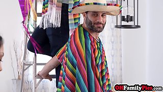 Raunchy and petite teenager fucks her stepdad