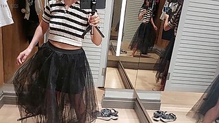 Amateur wifey shows off her outfits with fluffy pussy hair and big nipples