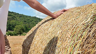 Rea Doren sucks daddy in deep throat in the middle of the fields