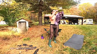 Stepmom's Camping Trip - Pantyhose for Pants