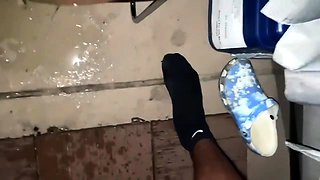 Creche Teacher Flood Squirting On Balcony Pov
