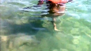 Naked Swimming MILF at the Beach