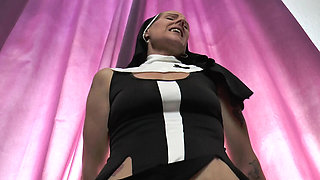 Skinny British Nun Confesses Sins with Shower Dildo & Golden Piss Play