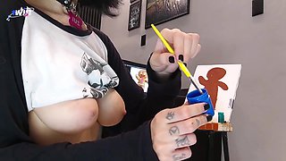 Pintando Meu Corpo! Lambendo Um Delicioso Biscoito Tarado Pauzudo