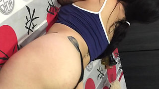 I masturbate my pussy with giant vibrator.