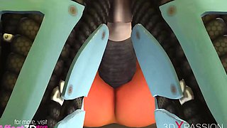 Futa robot anal fucking a tied brunette babe in a 3D animation porn