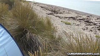 Slutwife creampied by strangers at the beach