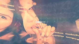 Tattooed Redhead in Glasses Gloryhole Blowjob on Huge Cock