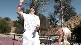 Crazy outdoor penetration with a long-legged blonde Diana Doll