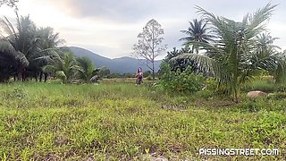 An awesome outdoor pissing with a hot redhead Sakura Hell