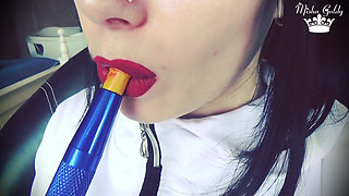 Smoke from dark red big lips