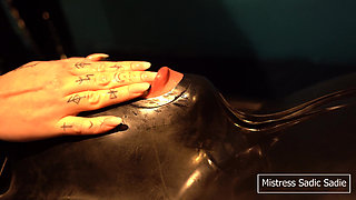 Edging in a Vacuumbed with Electro, Toys Combined with Some Hand Deepthoating and Loads of Spit.