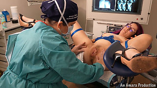 Gynecology Examiation - Fingering and Fisting with Latex Gloves and a Surgical Gown