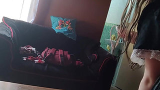 This maid finds her boss's toy and masturbates with it