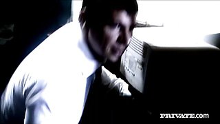 Close-up anal penetration with a busty long-legged blonde Bibi Fox