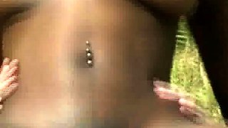 Tight ebony teen chick sucking and riding big white cock