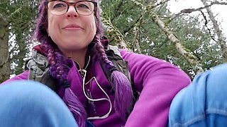 Cute small tits, girl with glasses, public