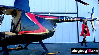 Raunchy 18yo girl pilot posing nude in her copter