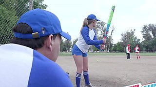 Eric John's dick devoured by Taylor Blake & April Snow in a steamy baseball uniform threesome