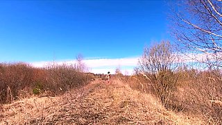 Naked Blonde Russian Teen Walks on the Farm