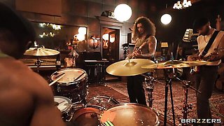 Good interracial dick-riding with a busty redhead Abigaiil Morris