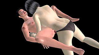 Animated 3D Porn - Beautiful Girl Strap on Fucks Asian Man Then Double Dildo Doggy