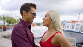 Blond babe Alberto & brunette angelica go wild by the pool