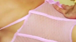 Sweet blonde babe with big tits fucked in her pussy hard