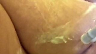 Bbwbootyful having a bath soaping my fat hair pussy