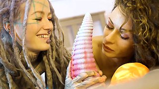 Lesbians Go EXTREME Massive Anal Gaping with Insane Toys in Neon Fishnets!