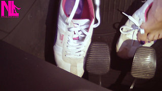 Barefoot Revving in Puma Sneakers