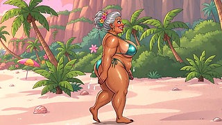 Busty Granny Huge Boobs Beach Tease - New Ai Style