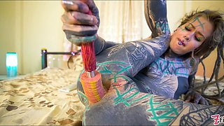 Tattoo Girl Masturbating, Fingering Her Pussy And Ass