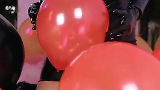 Air Balloon Looner Hot Fetish 2 Lesbians in Tight Shiny Rubber Clothes Having Fun