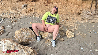 Horny Wife Masturbates on the Beach
