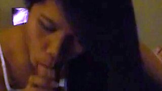 Filipina camgirl gives blowjob to her husband on webcam