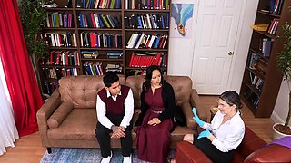 Stepmom and Therapyst Seduce Stepson in Wild Therapy Session