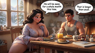 Kevin finds passion with his stepmother during a long winter absence (AI generated)