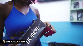 Female masturbation scene with sex hungry baby doll from Africa-XXX