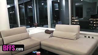 BFFS - Naughty besties finger fucked and drilled with a strap-on dildo on pajama party