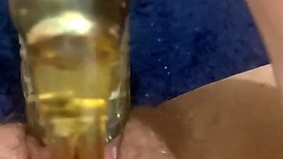 Wifey strokes on shower floor while hubby hoovers outside