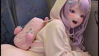 Shy kawaii hentai girl, alone on public bus