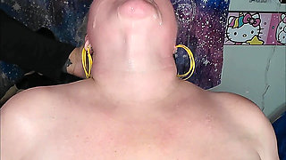BBW Roommate Submits to Sloppy Rough Deepthroat Training 9 Inch Dildo