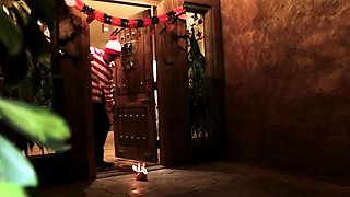 Trick or treat foursome with girlfriends