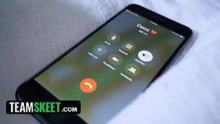 Step sisters Demi Sutra & evelin stone take turns sucking and riding bf's big shaft - teamskeet