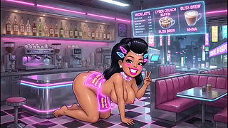 Funny Cartoon Girl Topless, Ai Animation