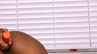 Hidden camera amateur fingering and using HUGE toy in her