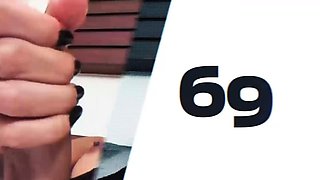 Busty ladyboy with high heels takes off her purple dress