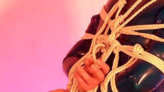 Latex bondage submissive MILF wearing gag kinky escape